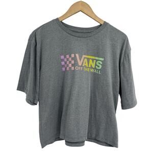 Vans Classic Logo Grey Crop T Shirt Large